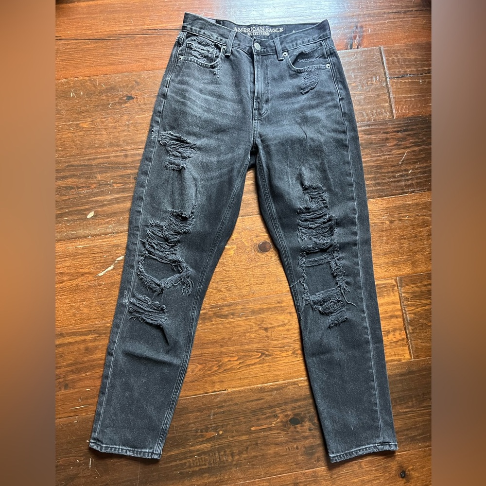 American Eagle Outfitters Black Distressed Skinny Jeans
